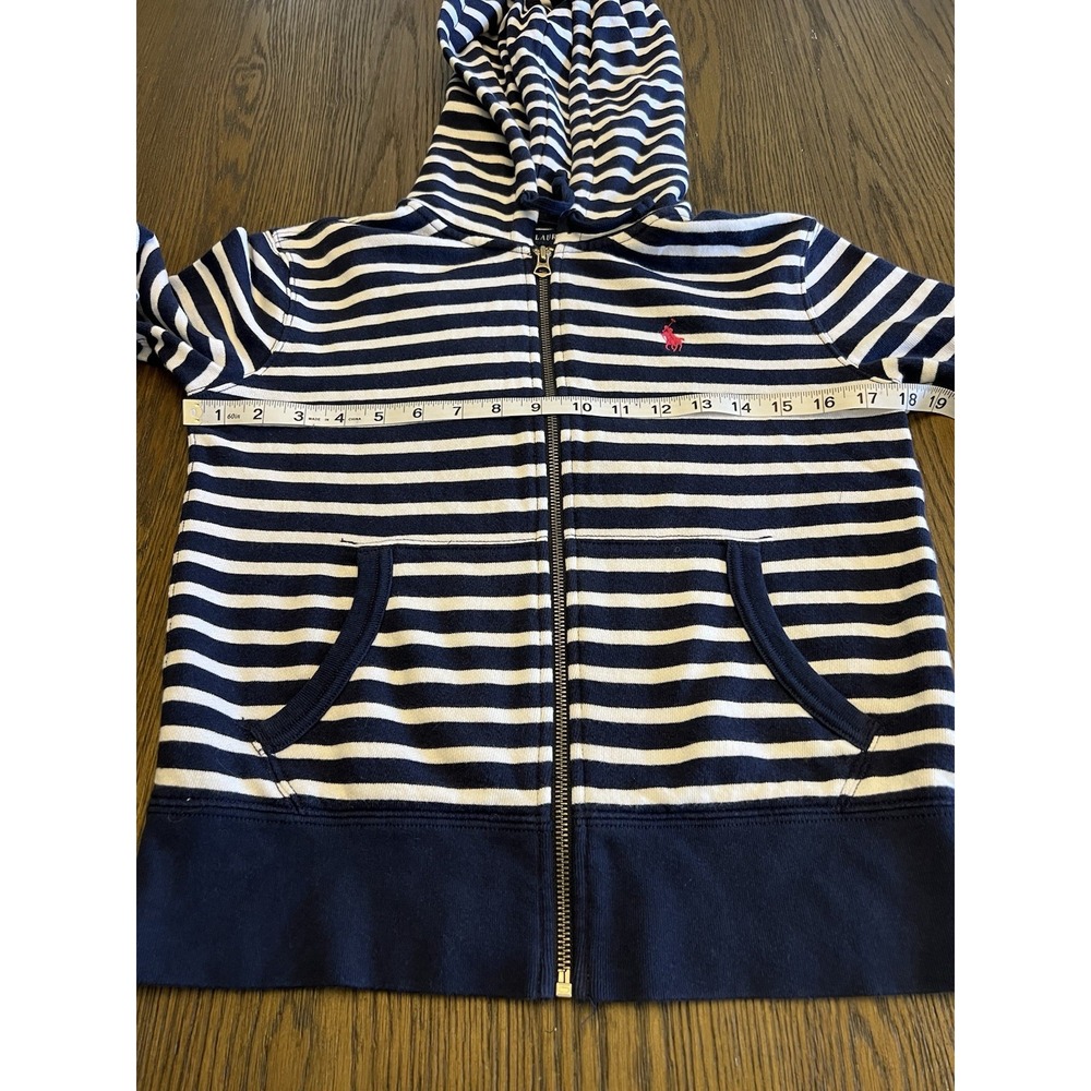 Ralph Lauren Hoodie Cotton Viscose Navy Striped Nautical Preppy Zip Up S/P - Picture 11 of 14